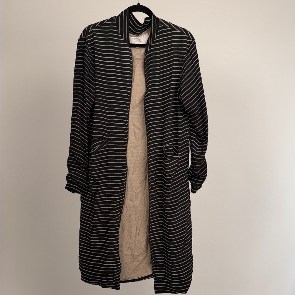 Acacia Swimwear Navy and White Striped Bomber Jacket